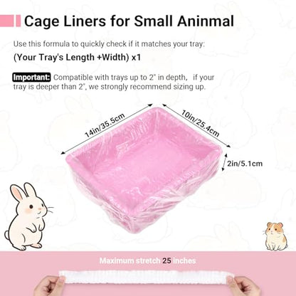 100PCS Disposable Cage Liners for Trays Max 14x10x2in, Clear Plastic Rabbit Cage Accessories Liner Bag, Small Pet Supplies Stuff Litter Box Liner for Bunny Hamster Hedgehog Dog Cat Small Rabbit