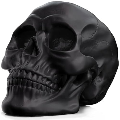 READAEER Resin Skull, Human Head Model for Home Decoration, Halloween Statue, Skull Model for Bookshelf and Desktop (Black)