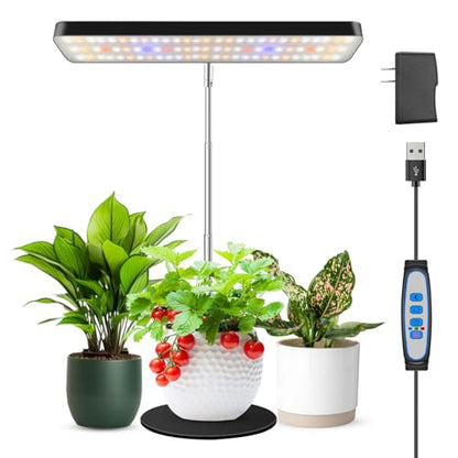Wiaxulay Grow Lights for Indoor Plants Full Spectrum, 78 LED/11 in Desktop Plant Grow Light with Metal Base, Height Adjustable 7.8-26 in, 3 Lighting Modes, Auto Timer 6/12/16 Hrs, 5 Brightness,1 Pack - size: 1 Pack(Black)