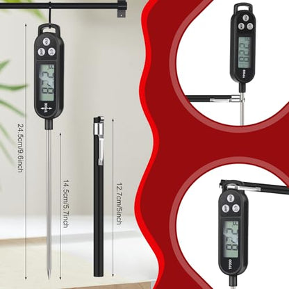 Copkim 6 Pcs Meat Thermometer Food Thermometer with Probe Water Liquid Instant Read Digital Thermometer Cooking Thermometer Supplies BBQ Kitchen Thermometer for Cooking Milk Yogurt (Black) - color: Black