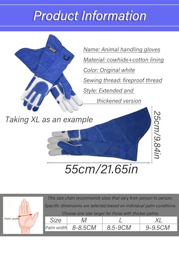 Animal Handling Gloves Leather Multipurpose Glove For Grooming, Bite Proof For Cat Dog Bird Falcon Livestock Snake