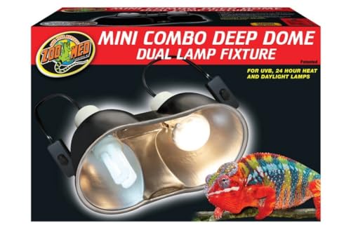 Zoo Med Mini Combo Deep Dome Lamp Fixture - Black Up to 100 Watts - Each Socket - Pack of 2