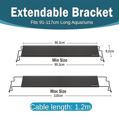 24/7 Mode LED Aquarium Light for 36-45 Inch Plant & Fish Tank, IP68 Full Spectrum Light, Sunrise-Daylight-Moonlight, White Red Green Blue Pink LEDs with Extendable Brackets for Freshwater - size: For 36-45 inch Tank
