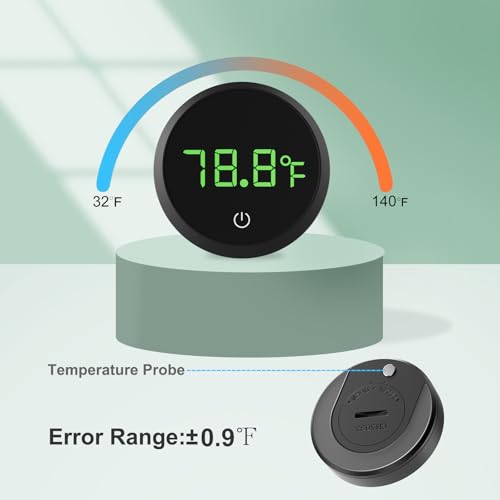 Carefree Fish Aquarium Digital Thermometer Cordless Replaceable Battery LED Display Temperature Measurement Error ±0.9℉(US Patent Number:D1038779S)