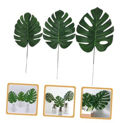 12pcs Artificial Monstera Leaves Fake Tropical Greenery Decorative Faux Foliage with Stems for Indoor Outdoor Home and Party Wall Decoration