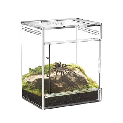 Jumping Spider Enclosure, Compact Acrylic Terrarium for Jumping Spiders, Tarantulas, and Praying Mantis - Small Insect Habitat Enclosure with Transparent Design (5.9x5.9x9.0 Inch)