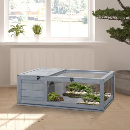 Wooden Tortoise House Indoor Turtle Habitat Enclosure Outdoor Reptile Cage