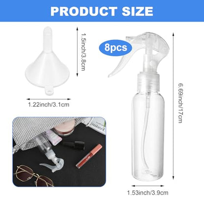 Molain 8Pcs Small Spray Bottles, No Leak And Clog Mister Spray Bottle, 3.5oz/100ml Empty Refillable Containers Reusable Liquid Container for Essential Oils Water Squirt - color: Transparent