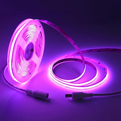 LED Strip Lights 24V COB Purple 16.4ft (No Power Supply) | Super Bright, Dotless High Density 14W/m, 8mm Width Cuttable Flexible, Home DIY Commercial Decoration - color: Purple (Only LED Strip)