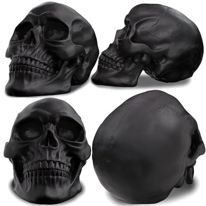 READAEER Resin Skull, Human Head Model for Home Decoration, Halloween Statue, Skull Model for Bookshelf and Desktop (Black)