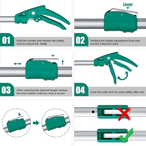 92" Extendable Snake Grabber Reptile Tongs Rattle Snake Catcher Wide Jaw Handling Tool with Lock and Comfortable Grip - size: 92 inch