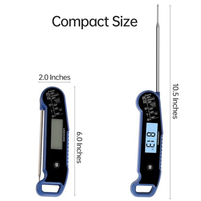Lonicera Digital Meat Thermometer for Food Cooking. Instant Read Within 1 Sec and ±0.9℉ Accuracy with Thermocouple Sensor. IP67 Waterproof, Auto-Rotating Display, Auto Wake up (Blueberry) - color: BLUE