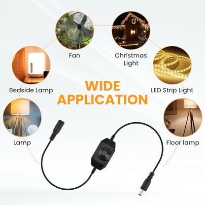 4 Pcs DC12V-24V LED Strip Lights Dimmer Switch, PWM Rotary Dimmer Controller, LED Tape Dimmer Controller for Strip Lights,LED Rope Light 3528 5050 5630 2835 (Black)