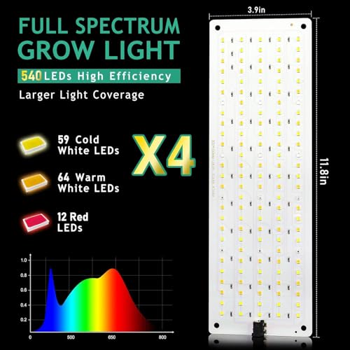 LBW Plant Grow Light, 540 LEDs Full Spectrum Plant Lights for Indoor Growing, Under Cabinet Grow Lamp with 4/8/12H Timer, 3 Lighting Modes, 10 Dimmable Levels, 4 Pack - size: 4 Packs