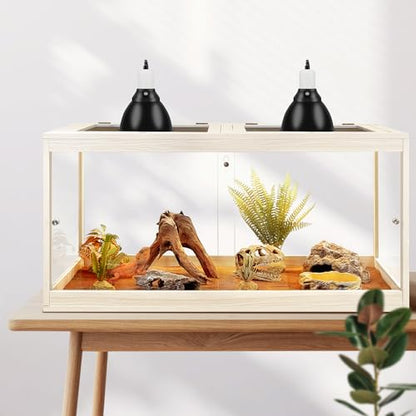 PROLEE Reptile Tank, 65 Gallon Beard Dragon Tank, Tempered Glass Reptile Encloure and Snake Tank with Locking Design for Lizard,Gecko,Chameleon (40"X19.5"X19.5",Oak) - color: Oak, size: 65 Gallon (40x19.5x19.5 Inch)