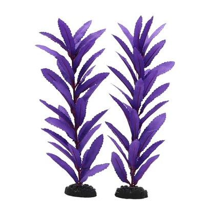 2-Pack 12 Inch Aquarium Silk Aquarium Plants, Artificial Plastic Plant | For Small Tank, Goldfish, Fish Hides, Purple - color: Purple