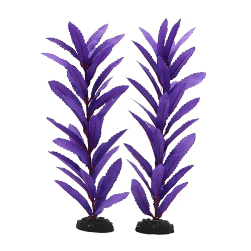 2-Pack 12 Inch Aquarium Silk Aquarium Plants, Artificial Plastic Plant | For Small Tank, Goldfish, Fish Hides, Purple - color: Purple