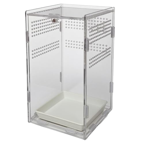 Acrylic Jumping Spider Enclosure,Reptile Enclosure,Bug Habitat, for Small Tree Dwelling Reptiles,Arboreal Tarantula Enclosure, Spider Terrarium Kit,Plastic Terrarium(4.7" X 4.7" X 8") - color: A3
