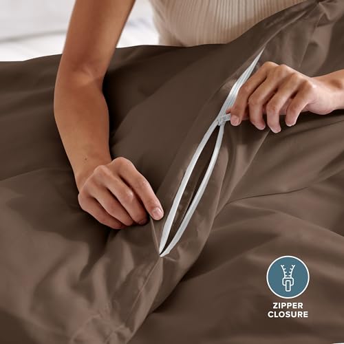 Bare Home Bedding Duvet Cover Extra Long Size - Premium 1800 Super Soft Collection - Lightweight, Cooling - Soft Breathable Bedding Duvet Cover (Twin/Twin XL, Cocoa) - color: 07 - Cocoa (No Comforter), size: Twin/Twin XL