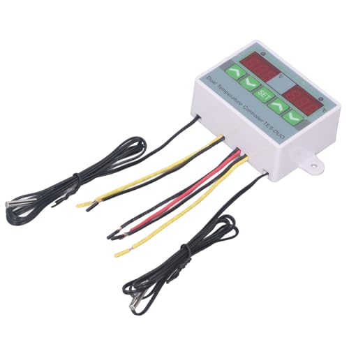 Aramox Dual Temperature Controller Digital Thermostat with Data Storage, Machined Controller for Reptile Incubators (DC12V)