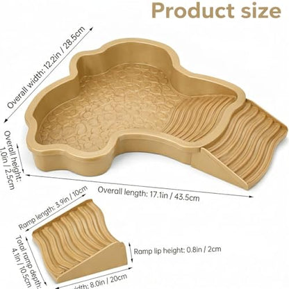 Large Turtle Water Bowl, Reptile Bathing Pool Tortoise Water Dish Bearded | Dragon Water Fountain Non-Slip Reptile Food Dish for Tortoise Gecko Lizard Snake Terrarium Habitat (Brown)