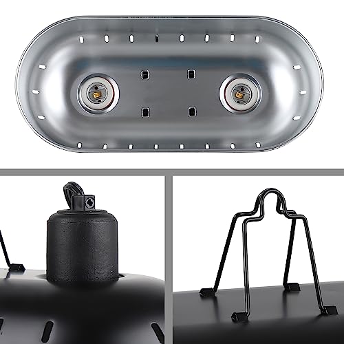DXOPHIEX 15 inch Dual Reptile Light Fixture, Max 150W Dual Reptile Heat Lamp Fixture with 100W UVA UVB Sun Light & Ceramic Heat Emitter,Double Dome Lamp for Terrarium and Tortoise Habitat - size: 15inch with UVA UVB sun lamp and CHE bulb