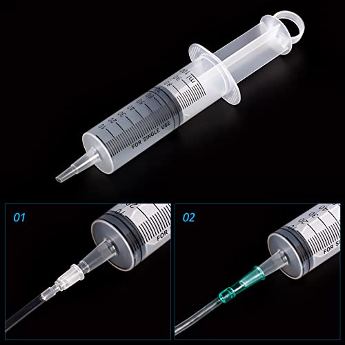 SHAOTONG 100mL Syringe Catheter Tip with 40 Inch Plastic Tube for Feeding Pets, Liquid Refilling, Drawing Oil Fluid - size: 100ML/CC