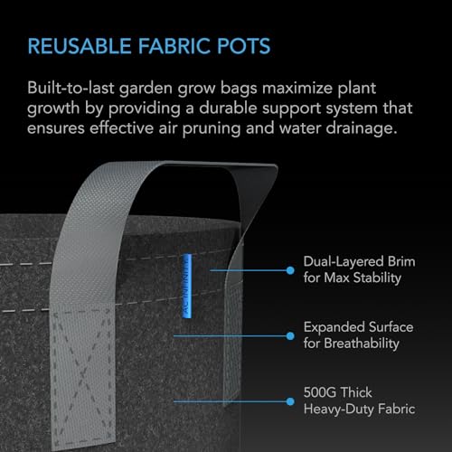 AC Infinity Instant Potting Mix Kit, 2-Plant Starter Set with Premium Buffered Coco Coir Bricks, 5-Gallon Fabric Pots, and Waterproof Multipurpose Trays, Grow Accessory Kit for Seed Germination - size: Kit