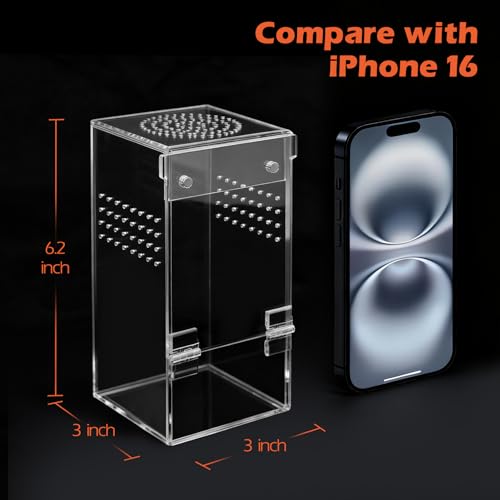 AZV Jumping Spider Enclosure Escape Proof Praying Mantis Habitat Arboreal Tarantula Terrarium with Magnetic Opening Door Baby Spider House Fully Transparent Acrylic Reptile Tank Insect Cage Bug Cribs - size: Small