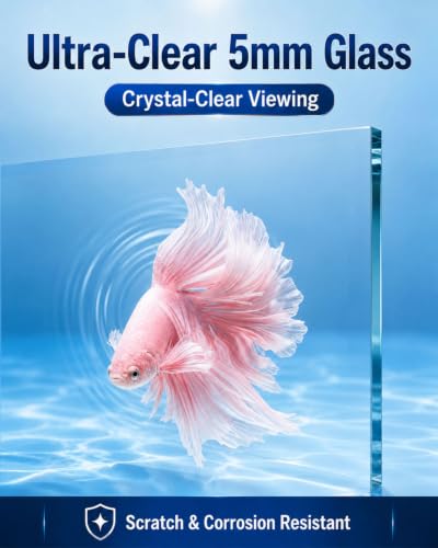4.9 Gallon Glass Fish Tank, 5 Gallon Small Aquarium Bowl, Ultra Clear, Rimless Design, for Betta, Goldfish, Snails, Shrimp, Aquatic Planting Beginner - color: Black