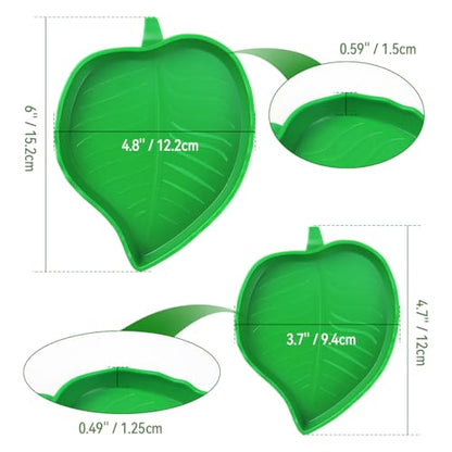 2 Pcs Leaf Reptile Food Water Bowl Plate Dish for Tortoise, Lizards, Young Bearded Dragons, Small Snakes, 2 Sizes
