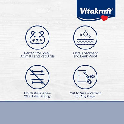 Vitakraft Paper Bird Cage Liner for Birds & Small Animals – Easy Cleanup, Odor-Free, Disposable Pet Cage Liner - Ideal for Parakeets, Cockatiels & More (4 Rolls)