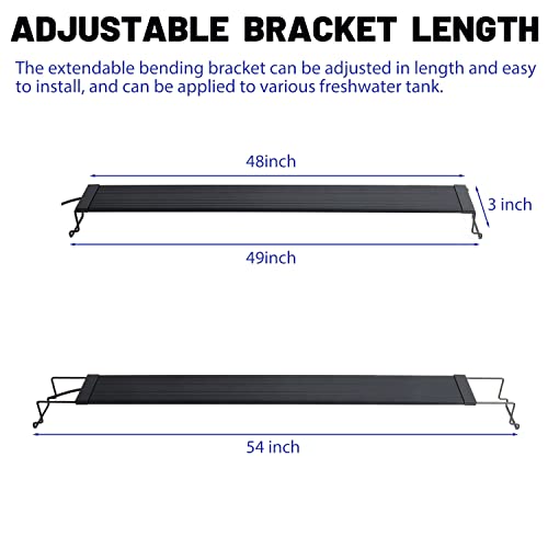 WaterRebirth Wireless Remote Full Spectrum Aquarium LED Light Strip - Ultra-Thin Design with Timer & RGB Modes for Fish Tank Plants (48-54INCH) - size: 48-54 inches