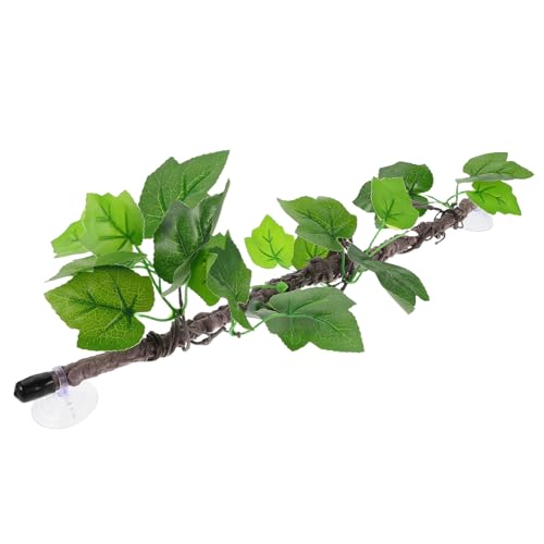 STOBAZA Realistic Artificial Climbing Vine Branch with Suction Cup, Flexible Faux Jungle Plant for Reptile Terrarium Decoration, Suitable for Bearded Dragons, Geckos, Frogs, and Snakes