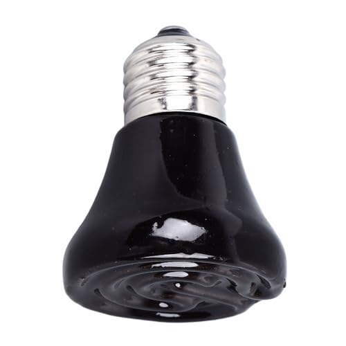 Fabater Reptile Heat Lamp, Black Ceramic Stall Effective Reptile Heat Lamp Light Bulb for Chicken for Home for Cat Bed (100w)