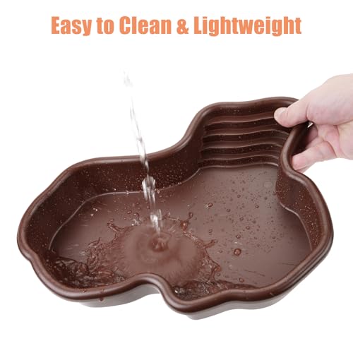 Petmolico Large Reptile Water Dish with Non-Slip Bottom – Snake Water Bowl,Tortoise Habitat Accessories for Turtle,Gecko,Lizard,Bearded Dragon