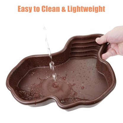 Petmolico Large Reptile Water Dish with Non-Slip Bottom – Snake Water Bowl,Tortoise Habitat Accessories for Turtle,Gecko,Lizard,Bearded Dragon