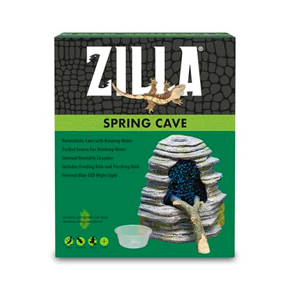 Zilla Spring Cave Décor with Blue LED, Rain Chamber, One Size, ECOM