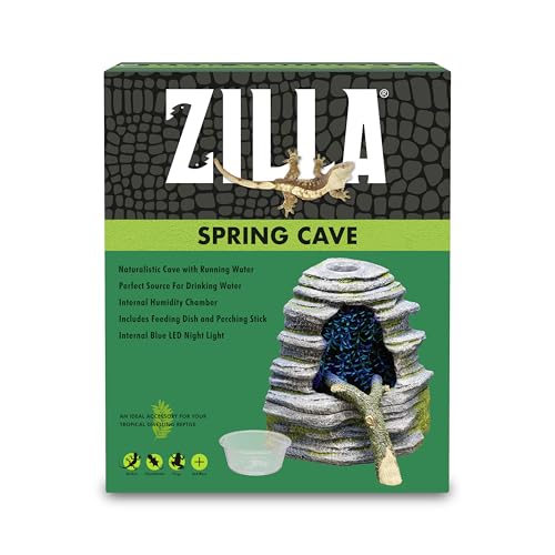 Zilla Spring Cave Décor with Blue LED, Rain Chamber, One Size, ECOM