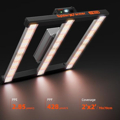 Spider Farmer SE1500 150W LED Grow Light, 2x2ft Coverage, App & Digital Dimming Control, Full Spectrum Bar Style Grow Light for Indoor Plants - size: 2x2 Coverage-150W
