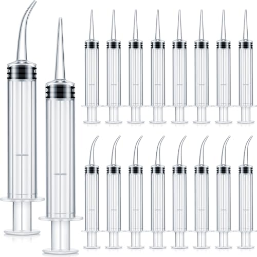 Zhengmy 100 Pack Dental Syringe with Curved Tip 12ml Disposable Irrigation Dental Syringe for Tonsil Stones Squirt Liquid Injection Mouthwash Cleaner Oral Tooth Care (Without Capacity Scale) - style: Without Capacity Scale