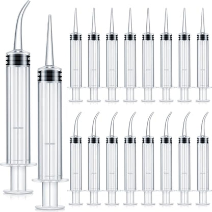 Zhengmy 100 Pack Dental Syringe with Curved Tip 12ml Disposable Irrigation Dental Syringe for Tonsil Stones Squirt Liquid Injection Mouthwash Cleaner Oral Tooth Care (Without Capacity Scale) - style: Without Capacity Scale