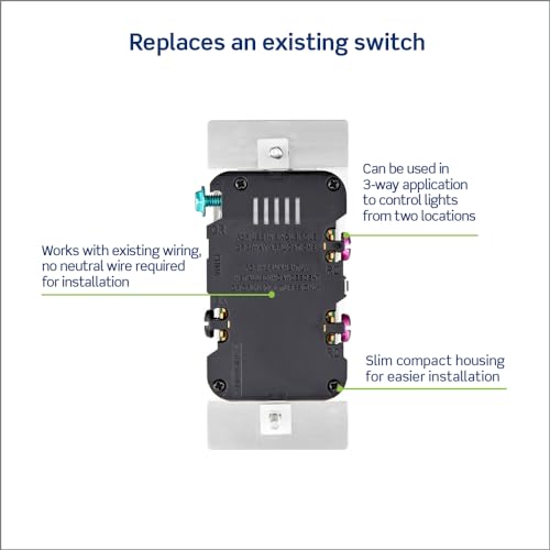 Leviton Toggle Slide Dimmer Switch for Dimmable LED, Halogen and Incandescent Bulbs, TSL06-1LT, Light Almond - color: Light Almond