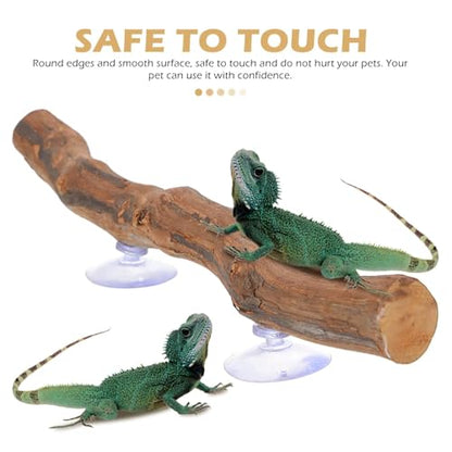 2pcs,Reptile Branch Decor, Natural Forest Branch Terrarium Climb Corner Tree Branch Background Decoration Plant Decoration with Suction Cup for Snake Lizard and Leopard Gecko