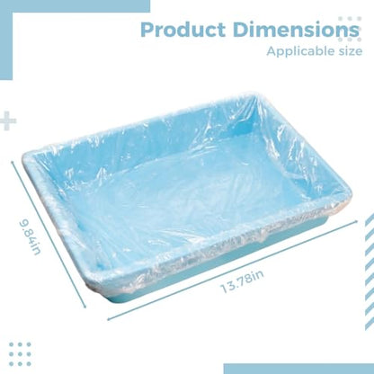 50 Pcs Disposable Pet Tray Liners, Waterproof Cage Waste Pan Bags with Elastic Opening, Easy Clean Up for Small Animals, Rabbit, Cat, Dog, Bird Litter Boxes, Fits 13.8 x 9.8 in Trays