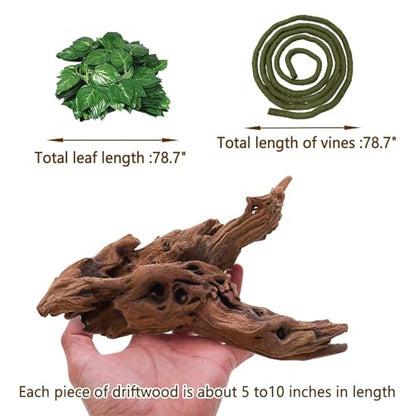 Hamiledyi Reptile Driftwood Branch Decor Terrarium Ornament Wood Climbing Natural Aquarium Driftwood Decoration for Snake Bearded Dragon Leapord Gecko Lizard Iguana