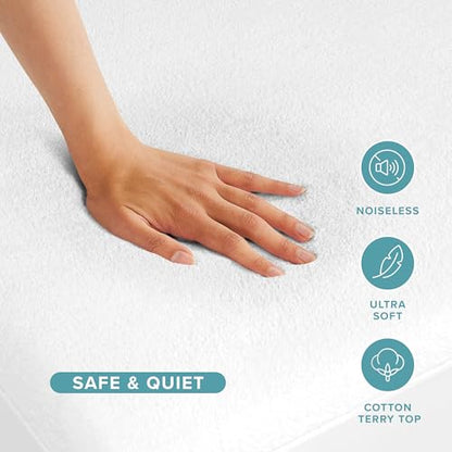 Bare Home Queen Size Mattress Protector - 100% Waterproof & Breathable - Premium Cooling Mattress Cover - Protects Against Spills - Vinyl Free Noiseless - Protect Your Mattress (Queen, White) - color: White, size: Queen