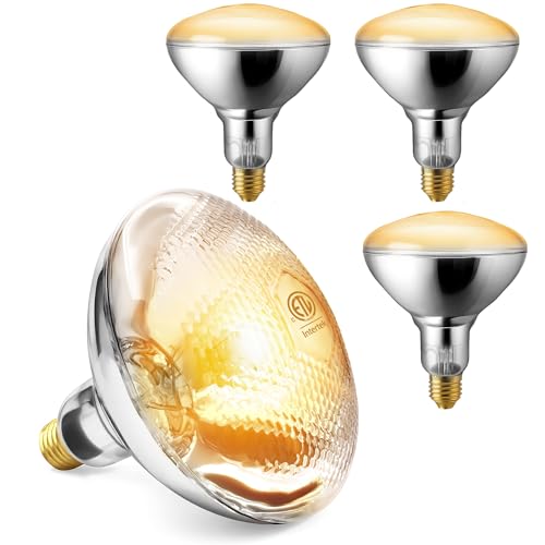 WantJoin Heat Lamp Bulbs - 4-Pack ETL-Listed Frosted R40 Infrared Bulbs, E26 Base, 110V 250W Heat Lamp Bulb, 2000 Hour Rated, for Food Heat Lamps and Food Service