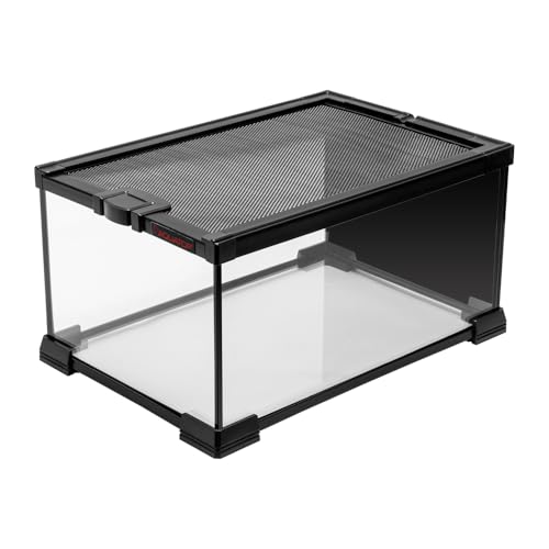 Aquatop 2.5 Gal Stackable Small Pet Terrarium - Durable Clear Glass Tank with Removable Ventilated Mesh Top for Reptiles, Arachnids, and Amphibians, RT-2.5 - size: 2.5 Gallon