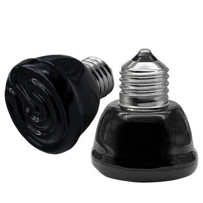 2Pcs 100W Reptile Heat Lamp Ceramic Emitter, Ceramic Heat Lamp for Cats, Chickens, Parrots, Reptiles and Small Animals (Black Mini 110V 100W) - color: Black Mini 110v 100w